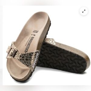 Birkenstock Mayari Rose Gold Leopard Print Comfort Sandals Women sz 36 EU 5.5 US